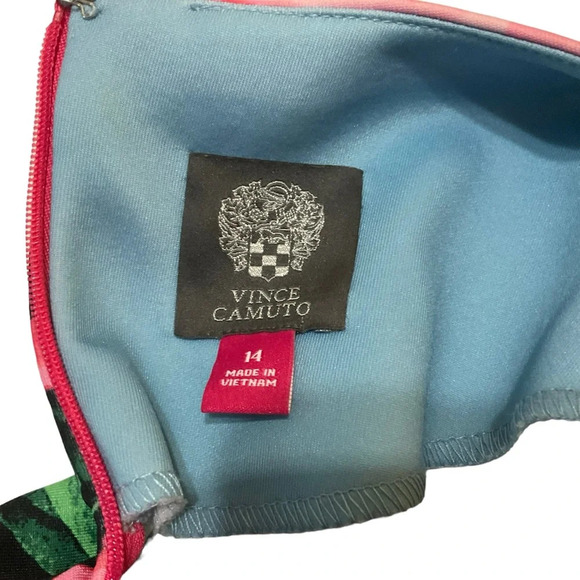 VINCE CAMUTO Pink and blue floral ruffle midi dress Size 14 - Picture 9 of 12